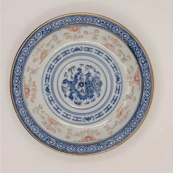 VTG Chinese Rice Eyes Porcelain Tea Cup/Sake Cup/Saucer Jingdezhen 3 Piece Set - Picture 7 of 10